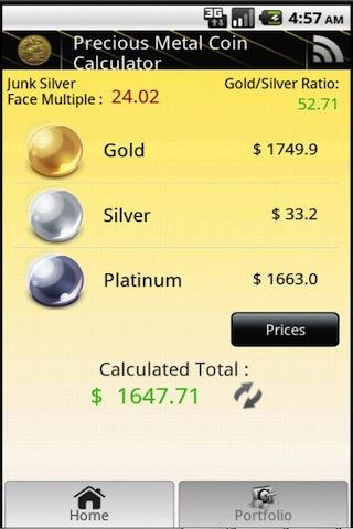 Android application Precious Metal Coin Price App screenshort
