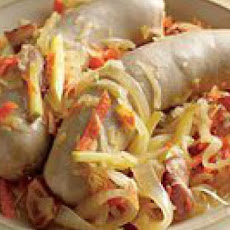 Braised Bratwurst with Bacon, Apples and 'Kraut