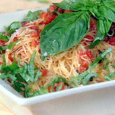 Fresh Tomato, Basil, and Garlic Sauce over Angel Hair Pasta