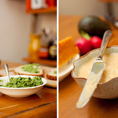 White Bean & Arugula-Walnut Pesto Tartines