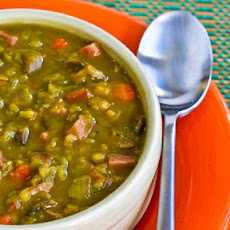 Split Pea Soup with Ham, Mushrooms, Carrots, and Wheatberries