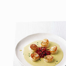 Sea Scallops with Corn Coulis and Tomatoes