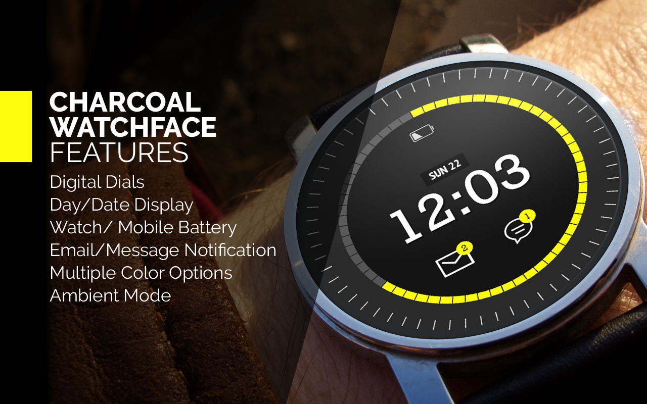 Android application CharCoal Digital Watch Face screenshort