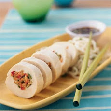 Julienne Vegetable-Stuffed Chicken with Ginger-Hoisin Sauce