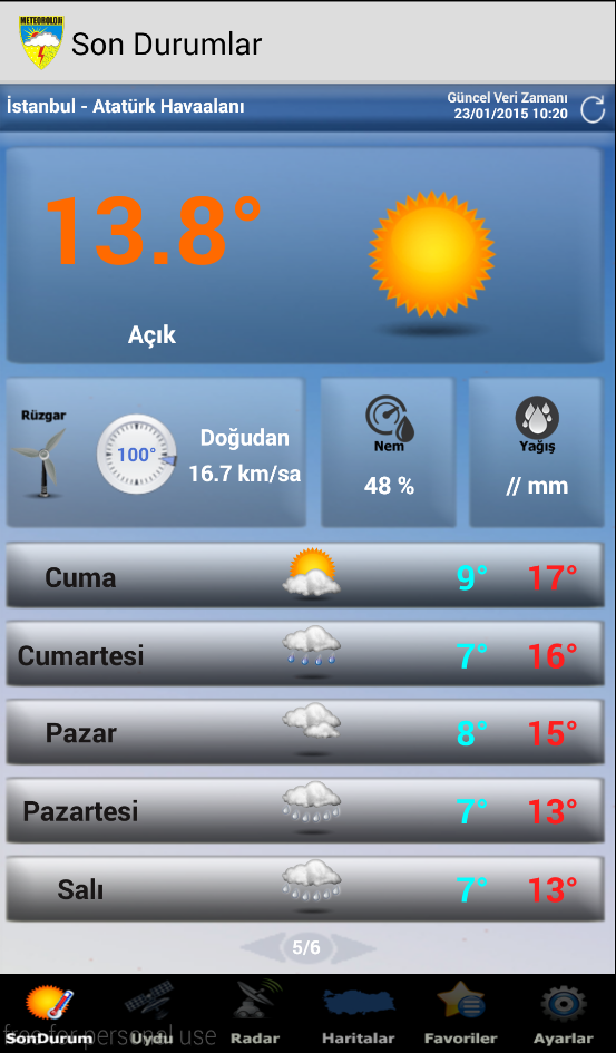 Android application Meteoroloji Hava Durumu screenshort