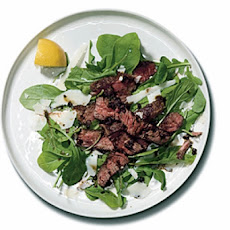 Steak with Parmesan Butter, Balsamic Glaze, and Arugula