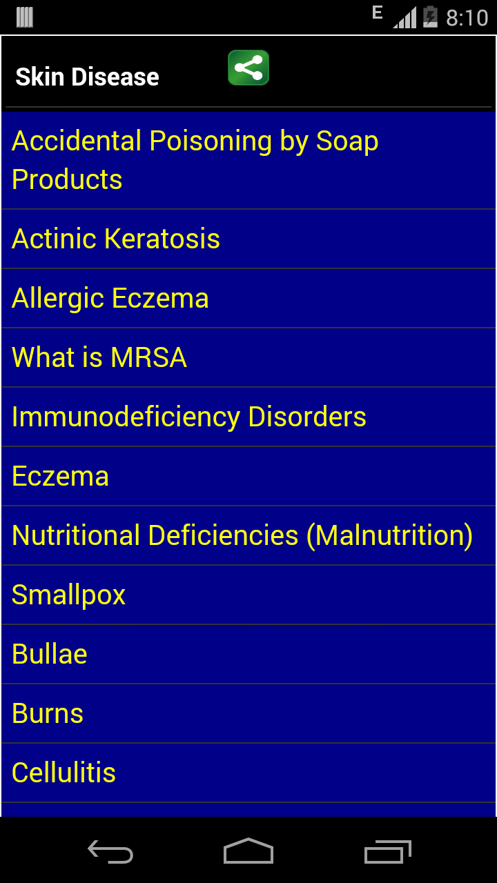 Android application skin disease and treatment screenshort