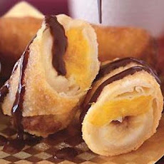 Banana and Mango Spring Rolls with Coconut-Chocolate Ganache