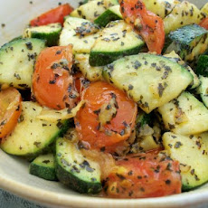 Sauteed Zucchini With Cherry Tomatoes, Garlic and Basil