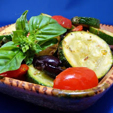 Sauteed Zucchini, Cherry Tomatoes, Olives and Basil