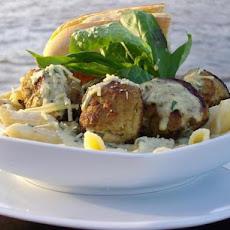 Spaghetti With Pesto Chicken Meatballs