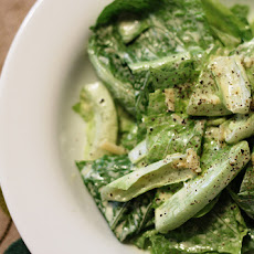 Creamy Lemony Pepper Parmesan Dressing over Romaine