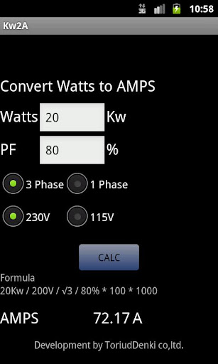 Convert Watts to AMPS
