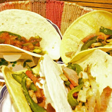 Ham Strip Potato Green Pepper Stir Fry Rollups