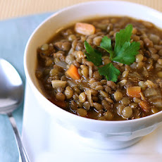 Potage Aux Lentilles Et Aux Lard - Lentil, Bacon and Tomato Soup