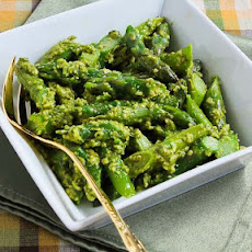 Barely-Cooked Asparagus with Basil Pesto