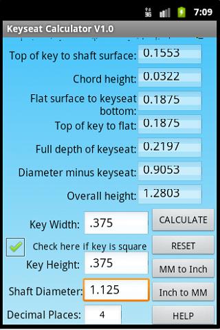 Keyseat Calculator
