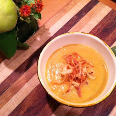 Pumpkin Apple Soup with Salsify Garnish