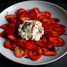 Strawberry carpaccio with balsamic caramel & goat cheese Chantilly