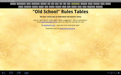 Old School RPG Tables