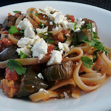 Roasted Eggplant and Sausage With Linguine