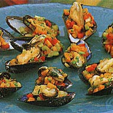 Curry-Marinated Mussels on the Half Shell