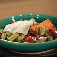 Texas Style Bacon, Beans and Eggs: Black Bean Chilaquiles