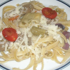 Spinach Fettuccine With Roasted Veggies