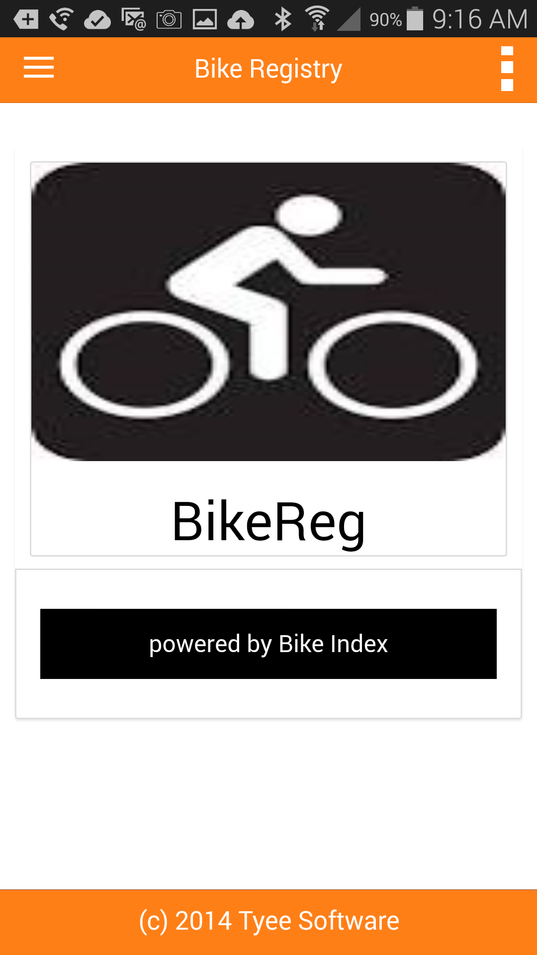 Android application BikeReg screenshort