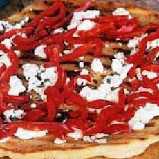 Pizza with Roasted Garlic, Bell Peppers and Two Cheeses