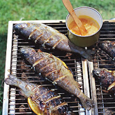 Grilled Striped Bass with Orange-Saffron Butter