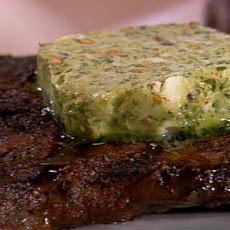 Grilled Flat Iron Steak with Pistachio Pesto Butter