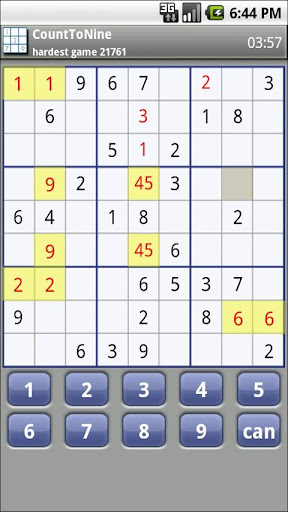 Count To Nine Sudoku