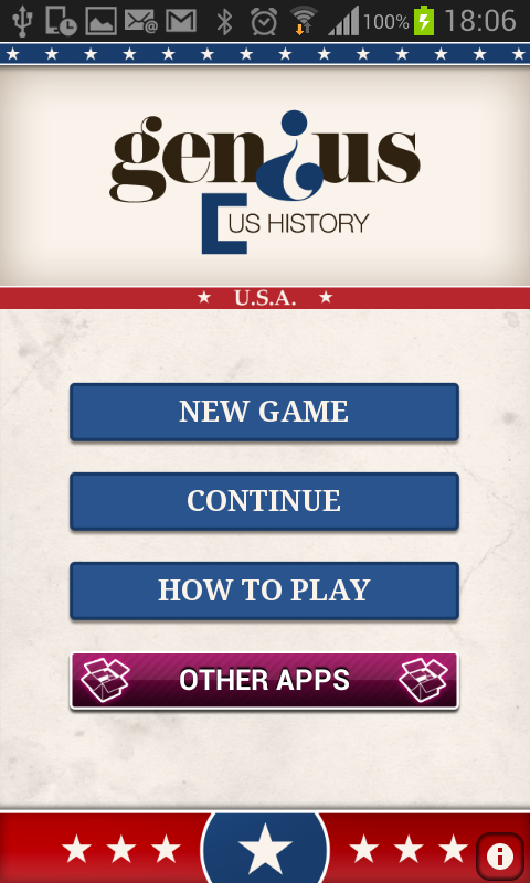 Android application Genius US History Quiz screenshort