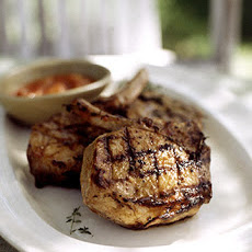 Grilled Pork Chops with Peach-Tomato Barbecue Sauce