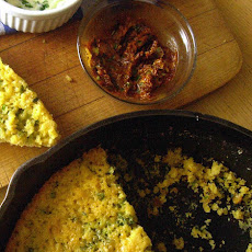 Green Onion Garlic Chive Cornbread with Green Onion Ancho Chile Butter