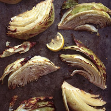 Roasted Green Cabbage Wedges with Olive Oil and Lemon