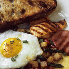 Spring Vegetable Hash with Fried Eggs