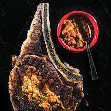Grilled Rib Eye with Sweet-Hot Pepper Sauce