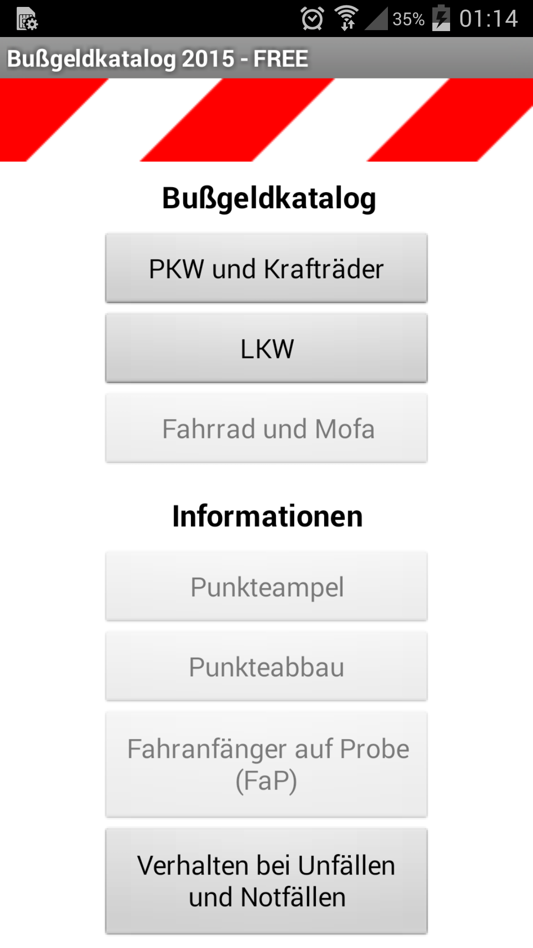 Android application Bußgeldkatalog 2016 FREE screenshort