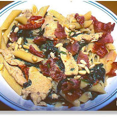 Pasta With Chicken, Spinach, Pine Nuts, Bacon And