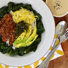 Brown Rice Bowl with Maple-Glazed Tempeh and Tahini-Miso Dressing