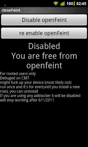 【免費工具App】closeFeint- for rooted-APP點子