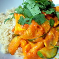 Summer Squash Stacks With Roasted Red Bell Pepper Sauce