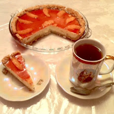 Orange-Ricotta Cheesecake in Almond Crust, Topped with Orange Jell-O