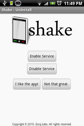 Shake - Uninstall