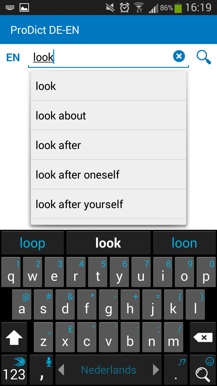 Android application German English dictionary screenshort