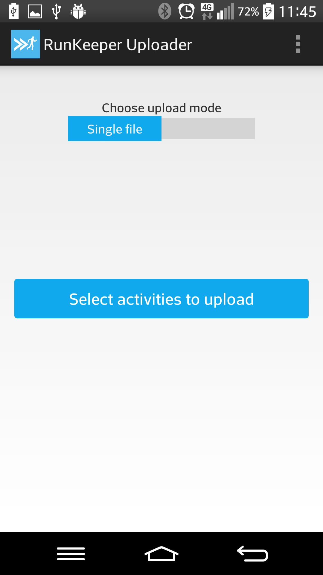 Android application RunKeeper Uploader screenshort