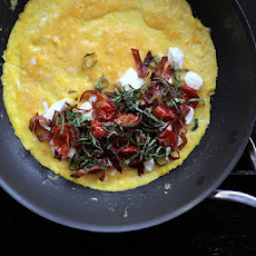 Salami, Oven-Roasted Tomato, Mozzarella, and Basil Omelette