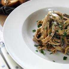 Homemade Porcini Fettuccini with Creamy Wild Mushroom Sauce